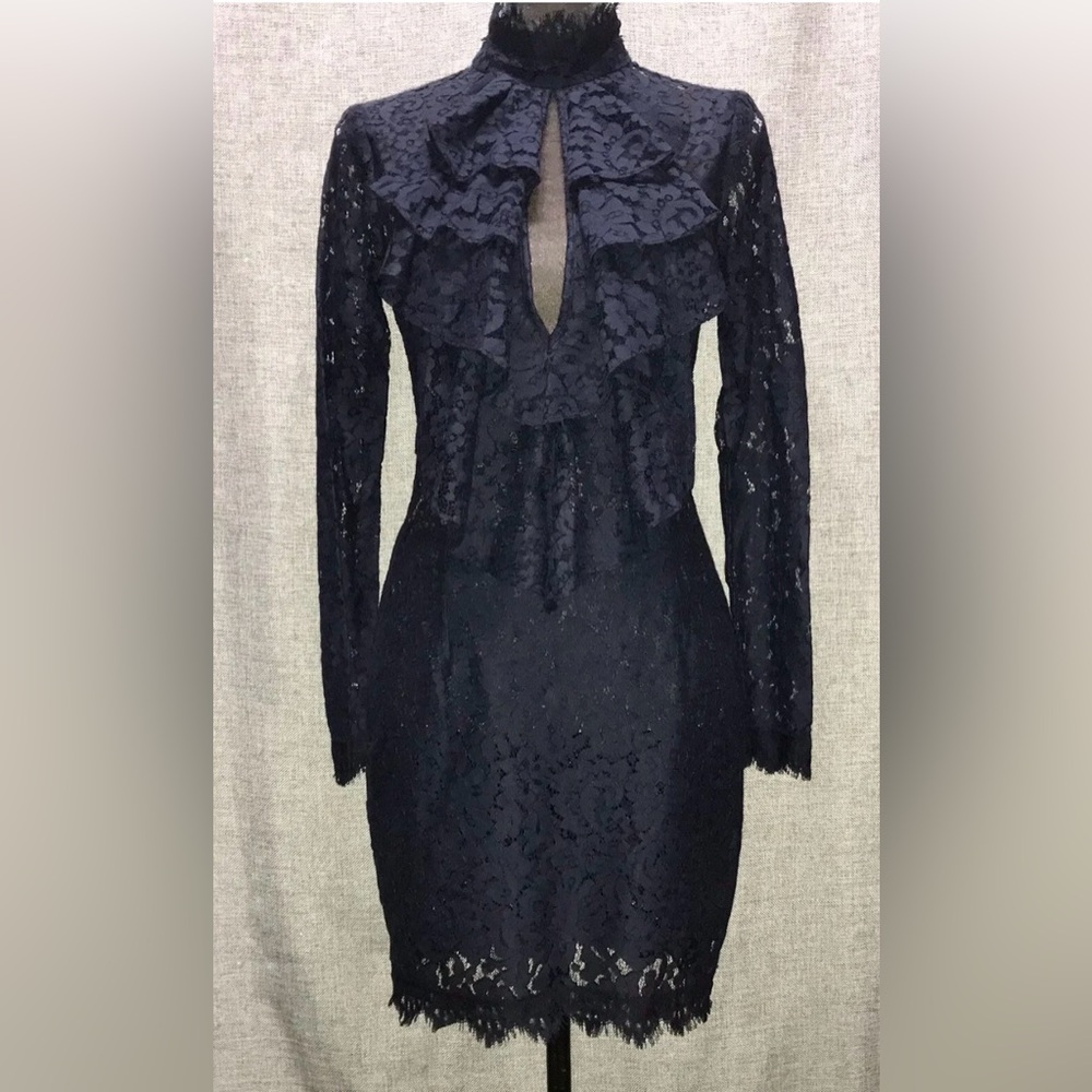 Femme D’Armes Sexy Career Goth Sheer Victorian Lace Dress Sz 1 Lined